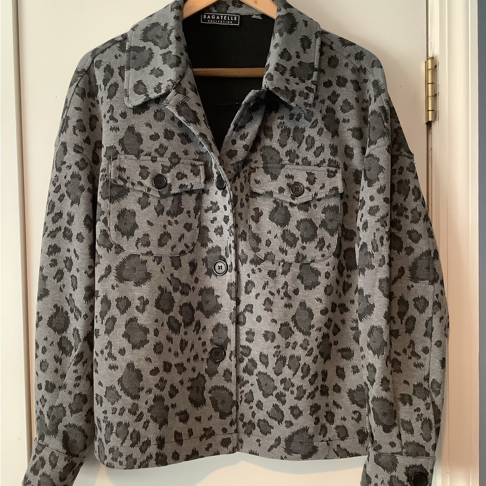 L'Agence Gray Leopard Print Women's Jacket